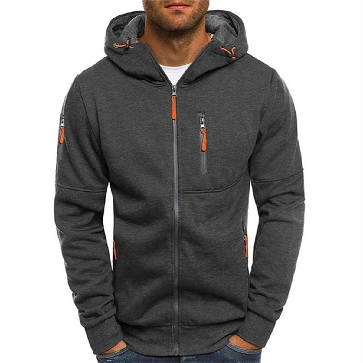 Men's Full-Zip Fleece Hooded Pullover Sweatshirt