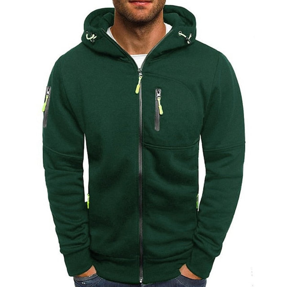 Men's Full-Zip Fleece Hooded Pullover Sweatshirt