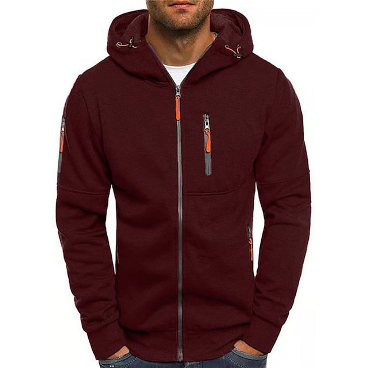 Men's Full-Zip Fleece Hooded Pullover Sweatshirt