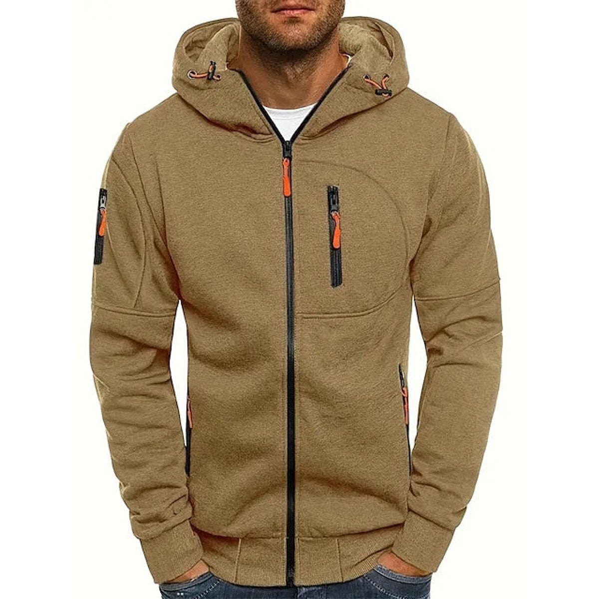 Men's Full-Zip Fleece Hooded Pullover Sweatshirt