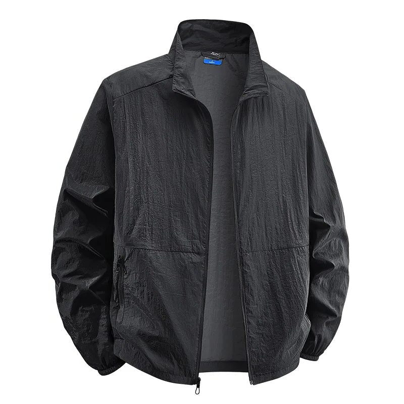 Men's Textured Light Zip Front Coat