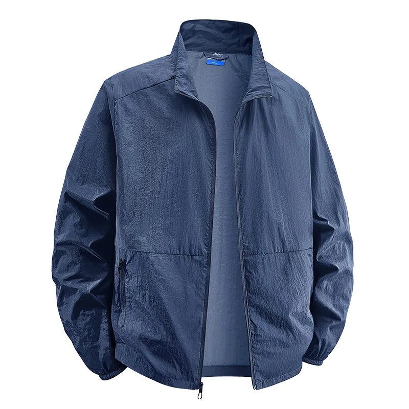 Men's Textured Light Zip Front Coat