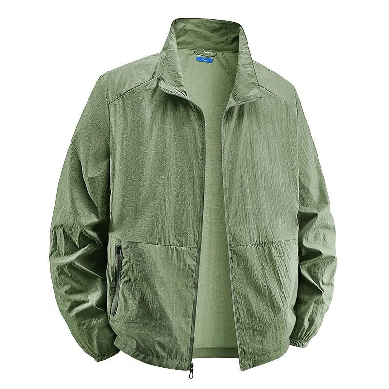 Men's Textured Light Zip Front Coat