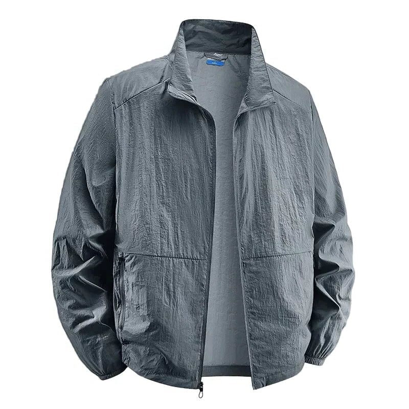 Men's Textured Light Zip Front Coat