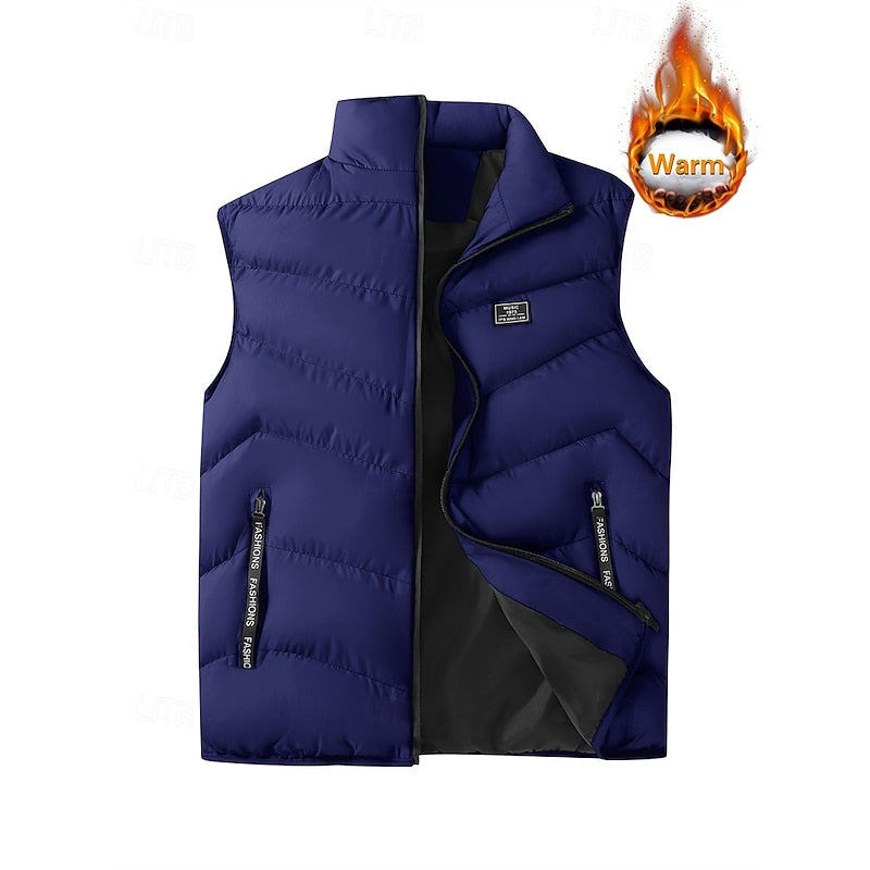 Men's Stand Collar Quilted Padded Gilet