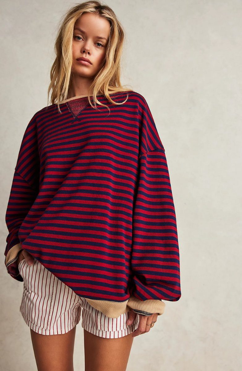 Women's Classic Stripe Oversized Knit Pullover