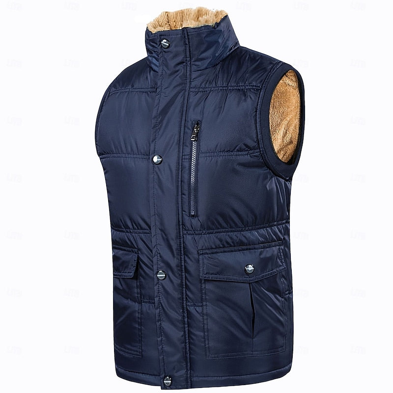 Men's Padded Vest with Plush Sherpa Lining