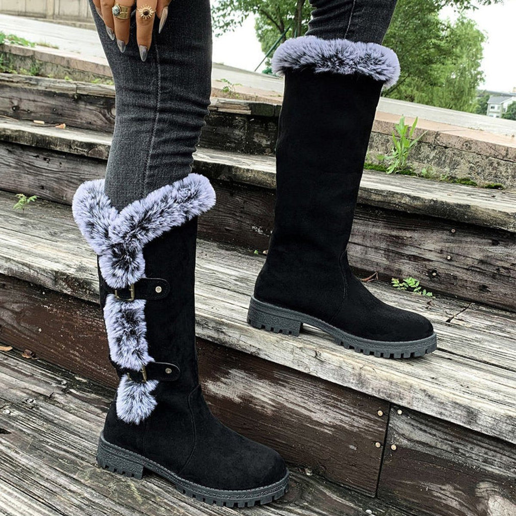Women's Fur-Trim Faux Suede Tall Winter Boots