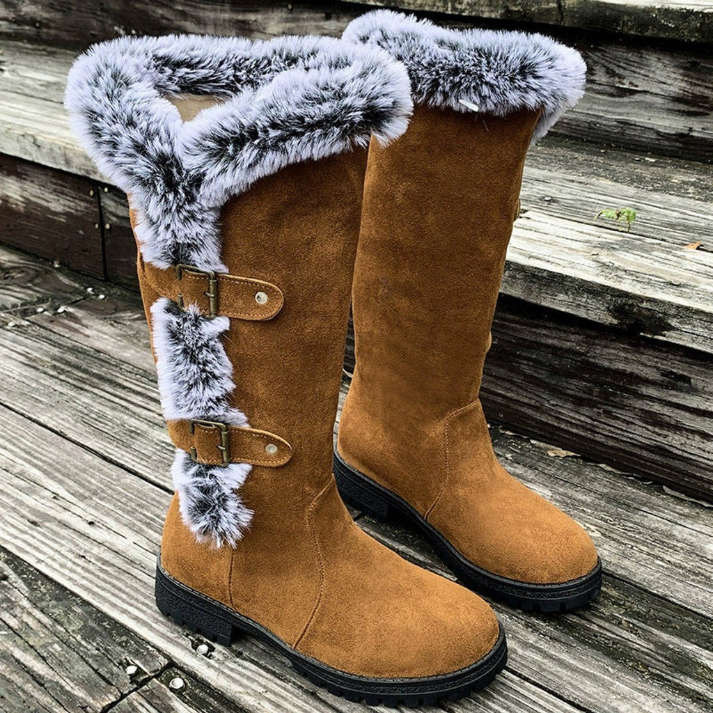 Women's Fur-Trim Faux Suede Tall Winter Boots