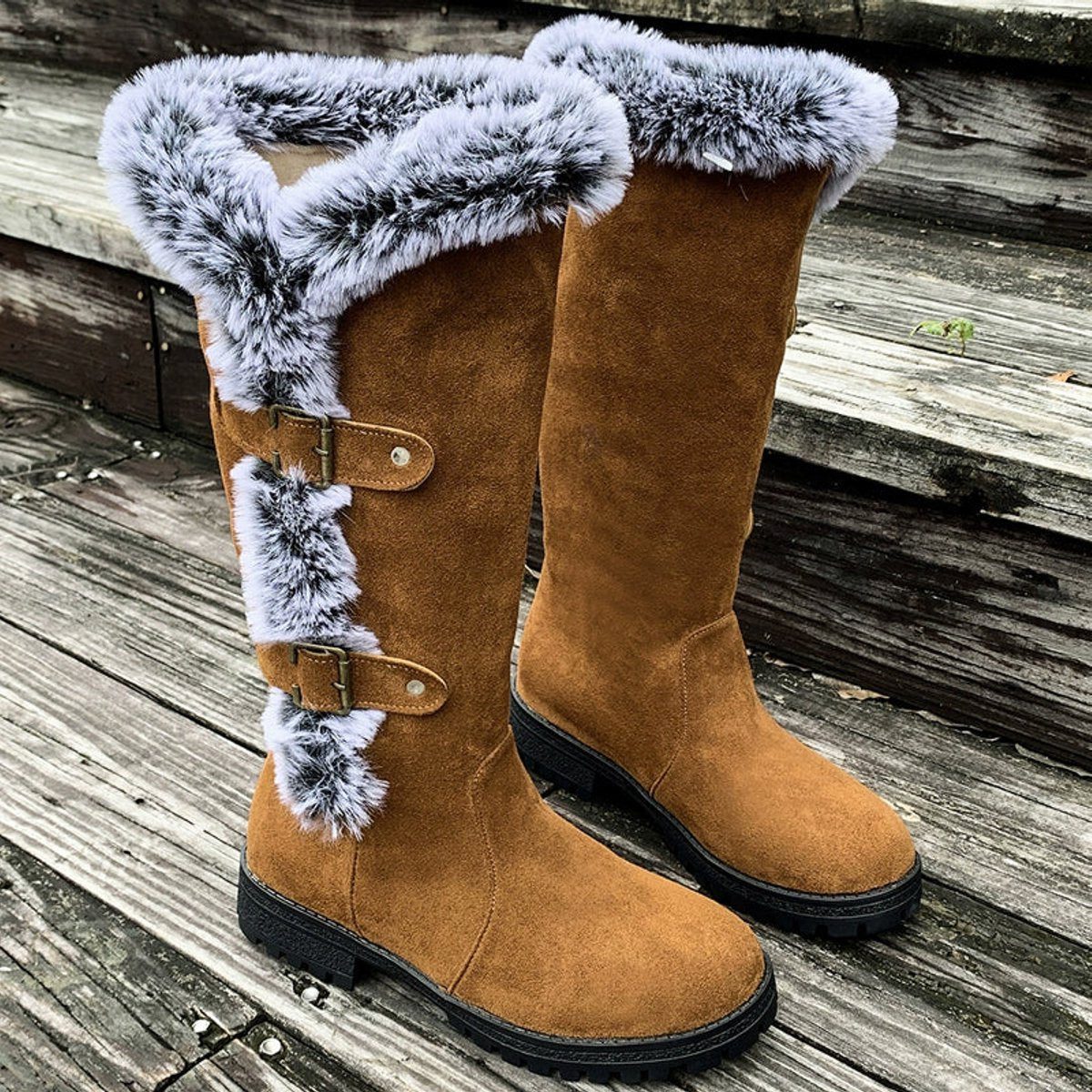 Women's Fur-Trim Faux Suede Tall Winter Boots