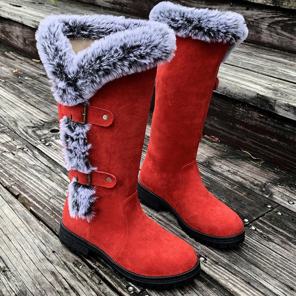 Women's Fur-Trim Faux Suede Tall Winter Boots