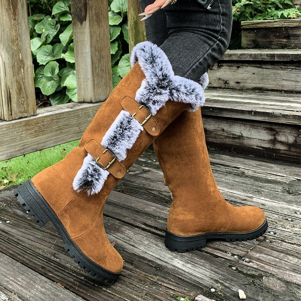 Women's Fur-Trim Faux Suede Tall Winter Boots