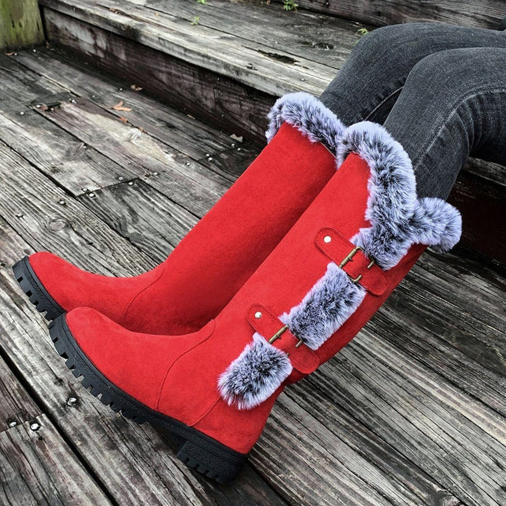 Women's Fur-Trim Faux Suede Tall Winter Boots