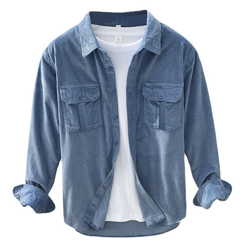 Men's Two-Pocket Textured Button-Front Shirt Jacket