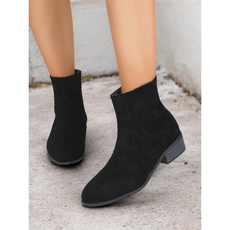 Women's Low Heel Side Zip Tailored Booties