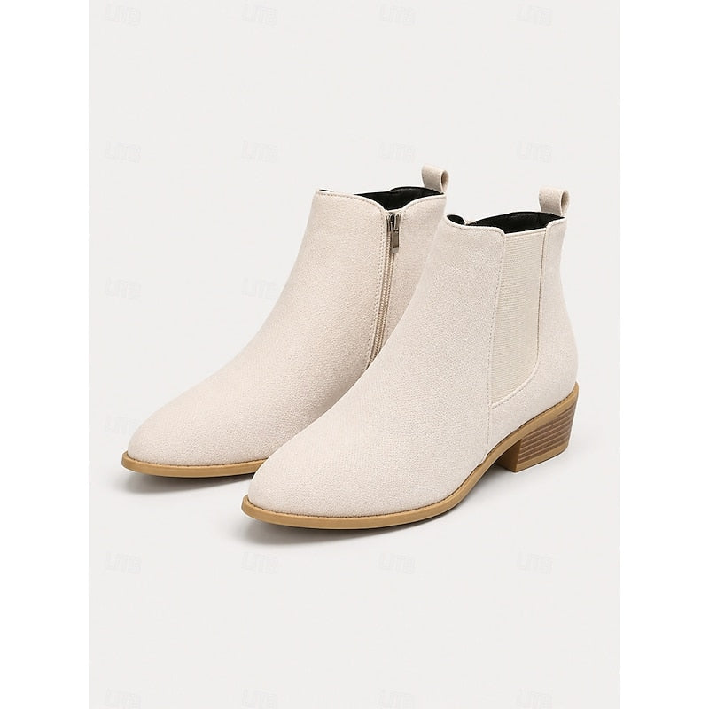 Women's Side Zip Pointed Toe Low Heel Ankle Booties