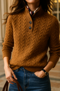 Women's Diamond Cable Knit Front-Button Layering Cardigan