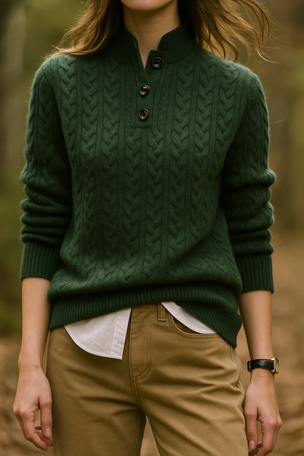 Women's Diamond Cable Knit Front-Button Layering Cardigan