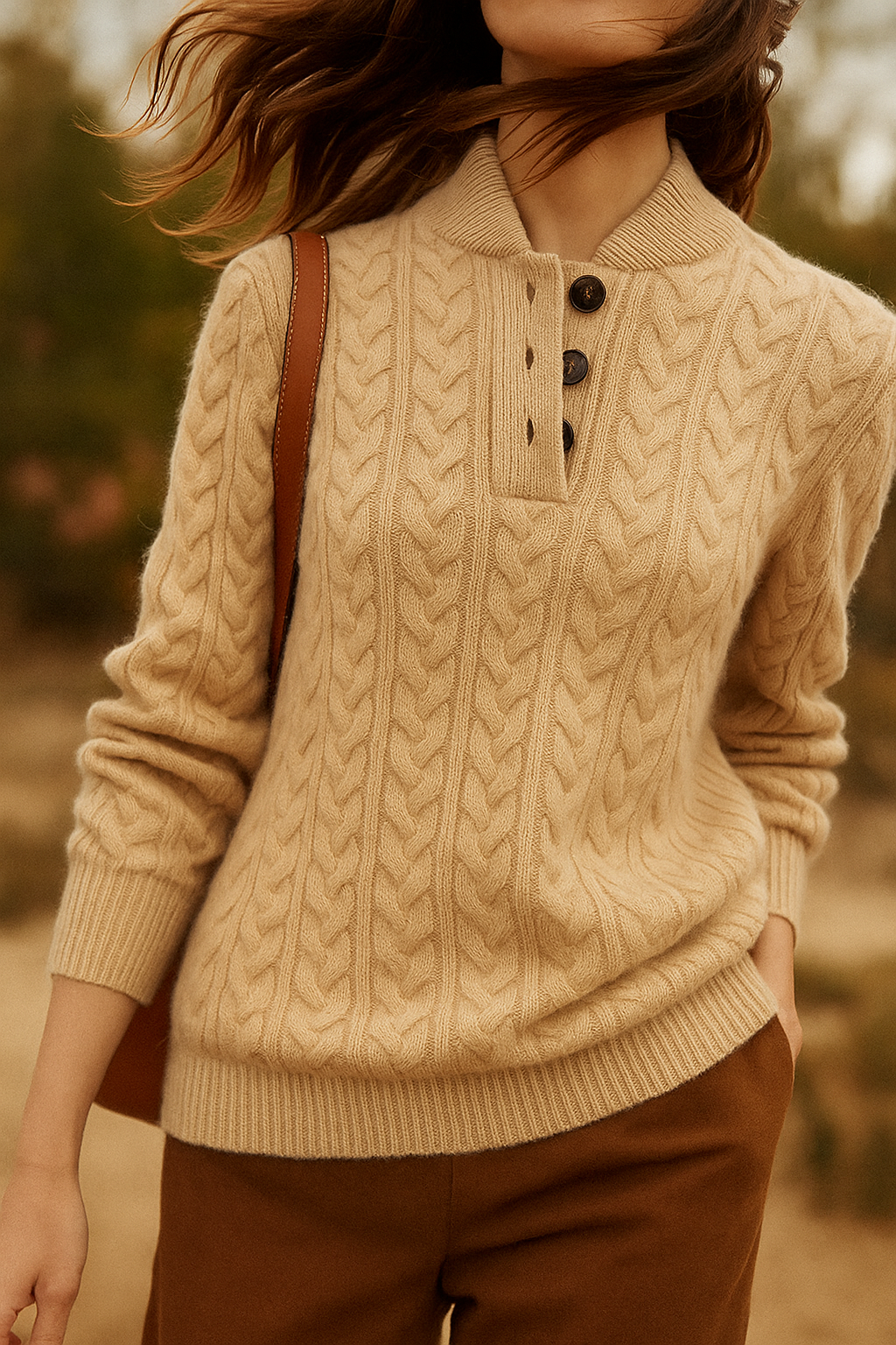 Women's Diamond Cable Knit Front-Button Layering Cardigan