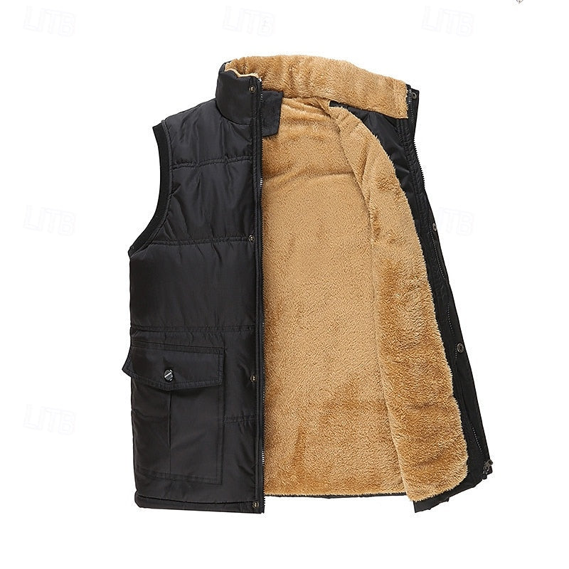Men's Padded Vest with Plush Sherpa Lining
