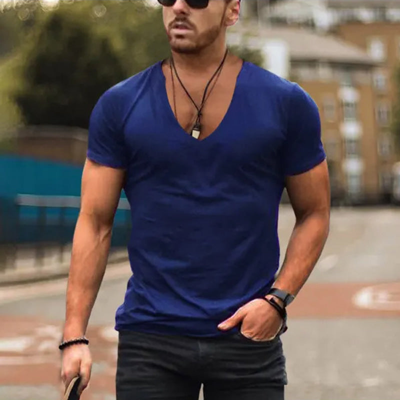 Men's Deep V-Neck Fitted Summer Tee