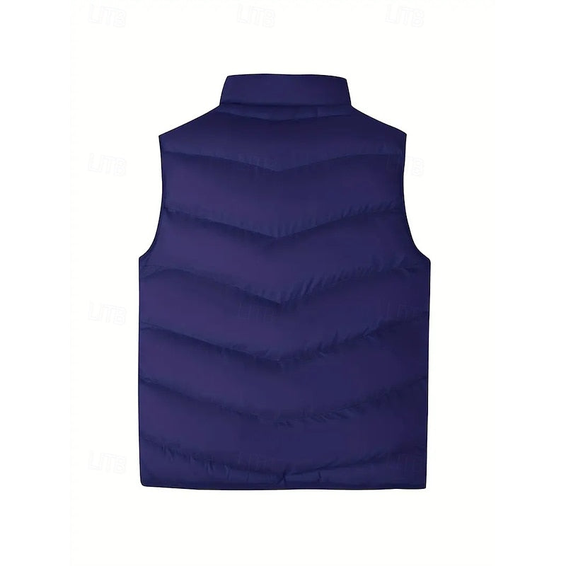 Men's Stand Collar Quilted Padded Gilet