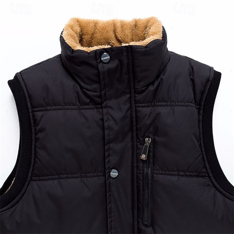 Men's Padded Vest with Plush Sherpa Lining