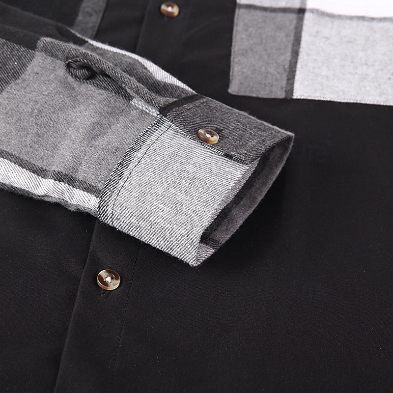 Men's Patchwork Panel Overshirt with Contrast Detailing
