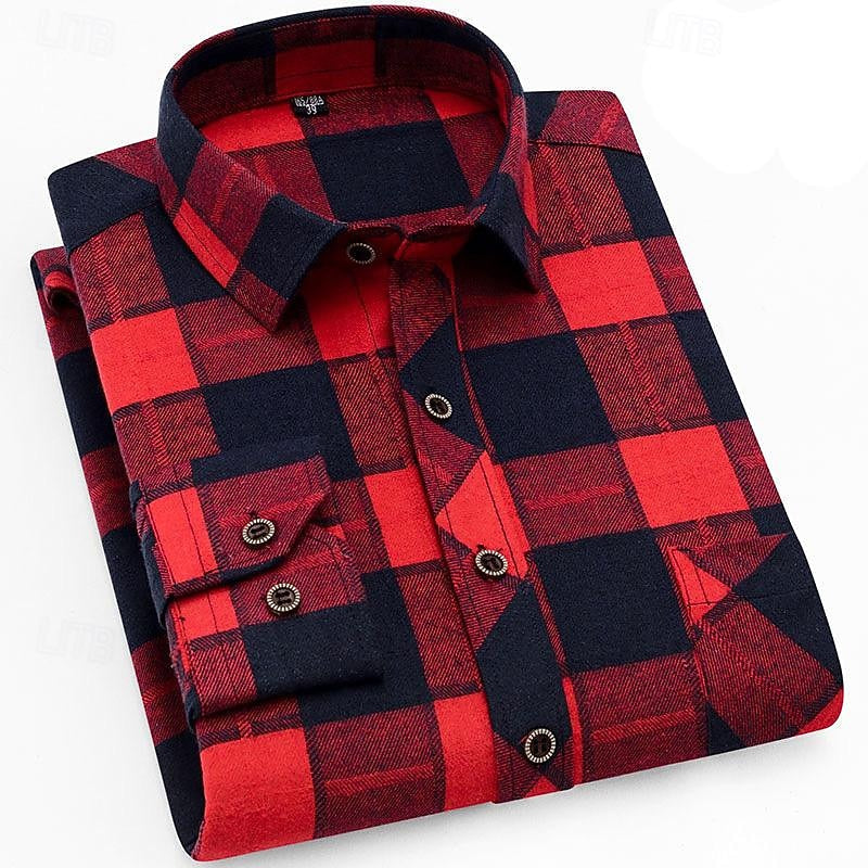 Men's Classic Checked Button-Front Shirt Jacket