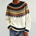 Men's Crew Neck Pullover with Patterned Fair Isle Yoke