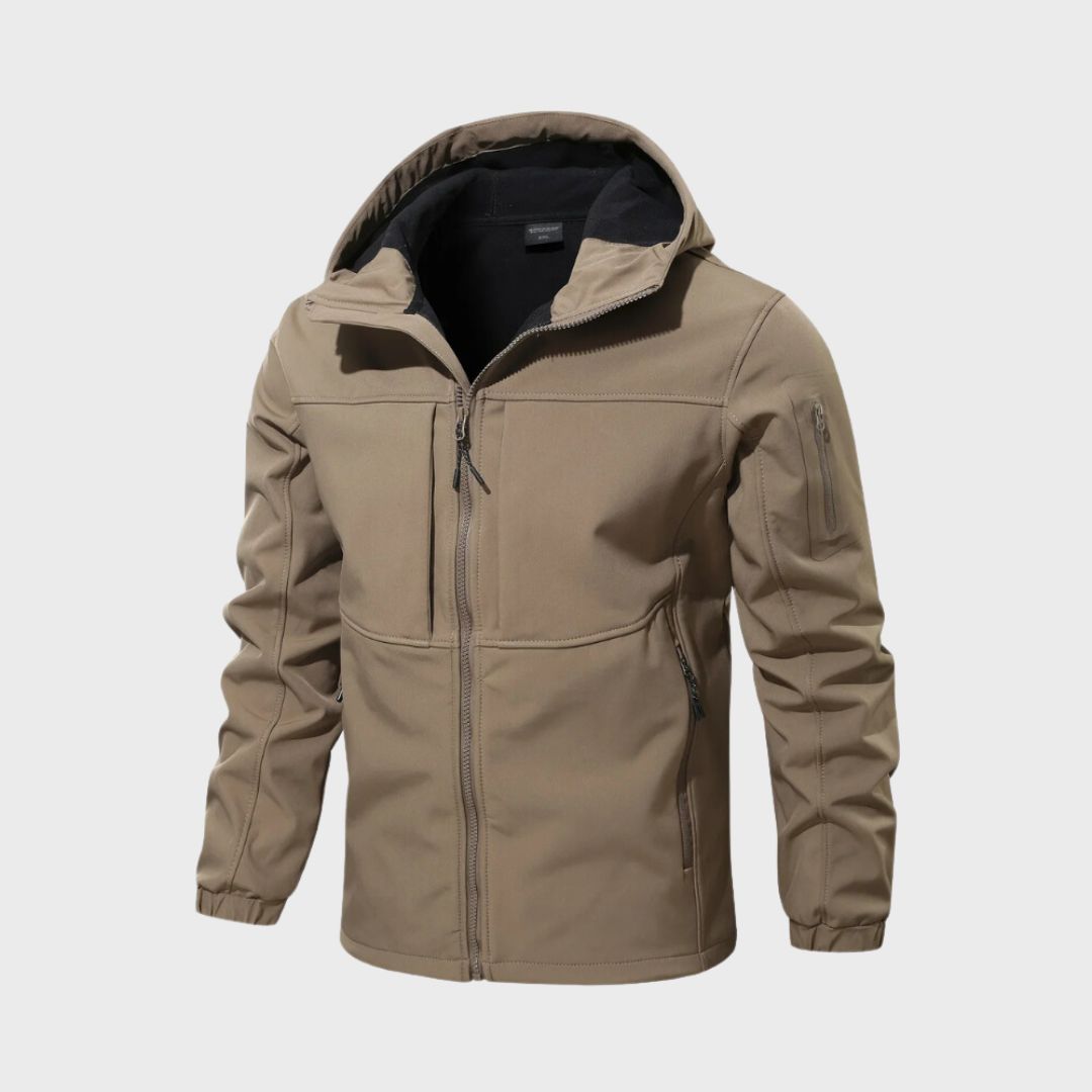 Men's Hooded Softshell Coat with Water-Repellent Finish