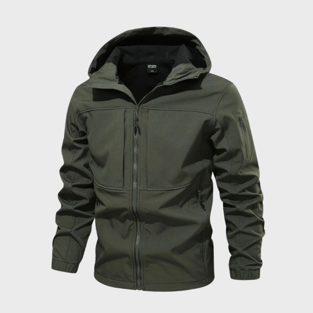 Men's Hooded Softshell Coat with Water-Repellent Finish