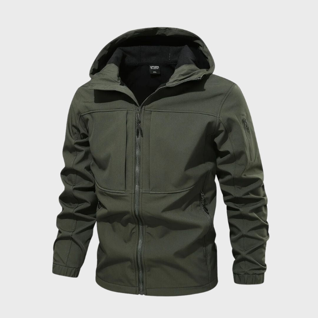 Men's Hooded Softshell Coat with Water-Repellent Finish