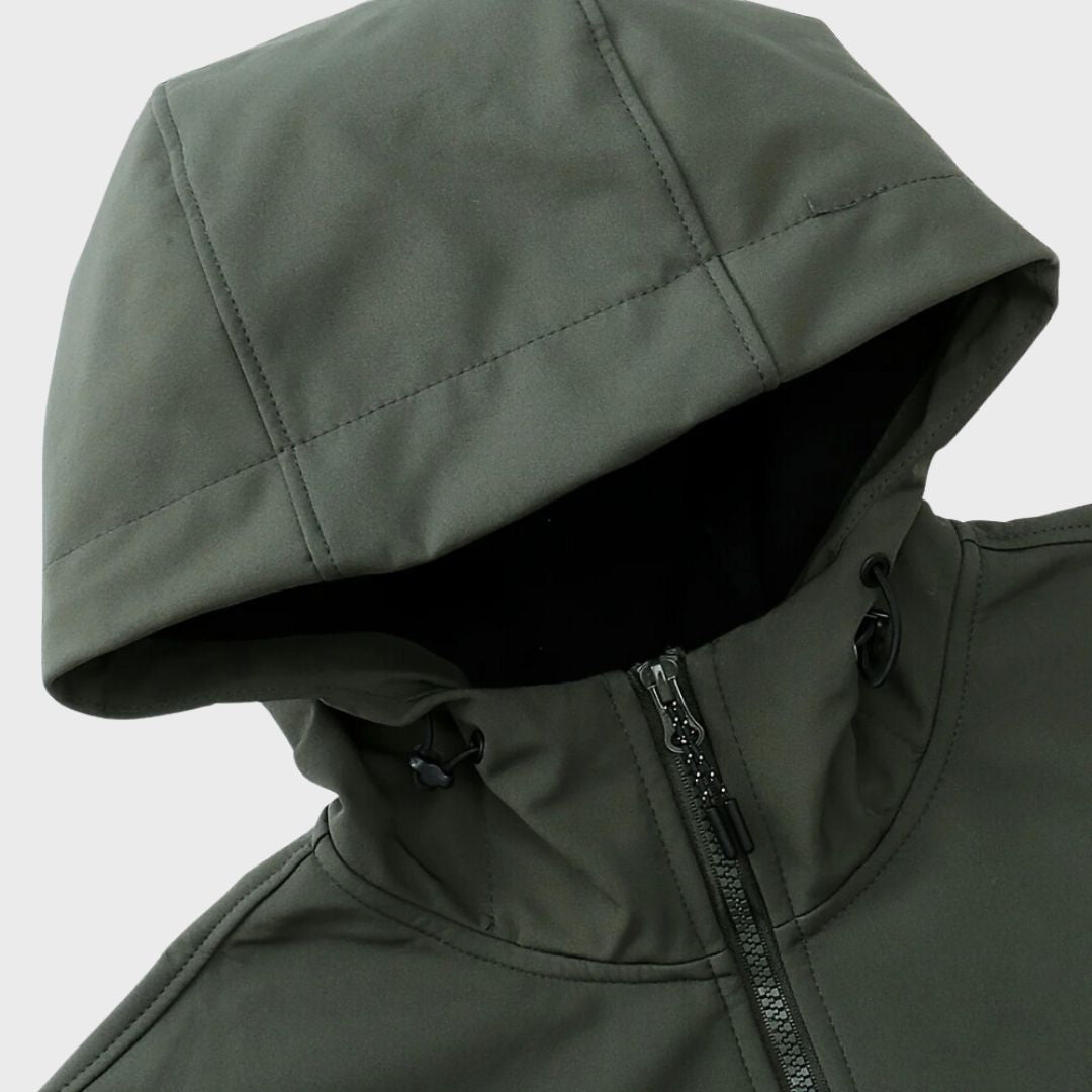 Men's Hooded Softshell Coat with Water-Repellent Finish