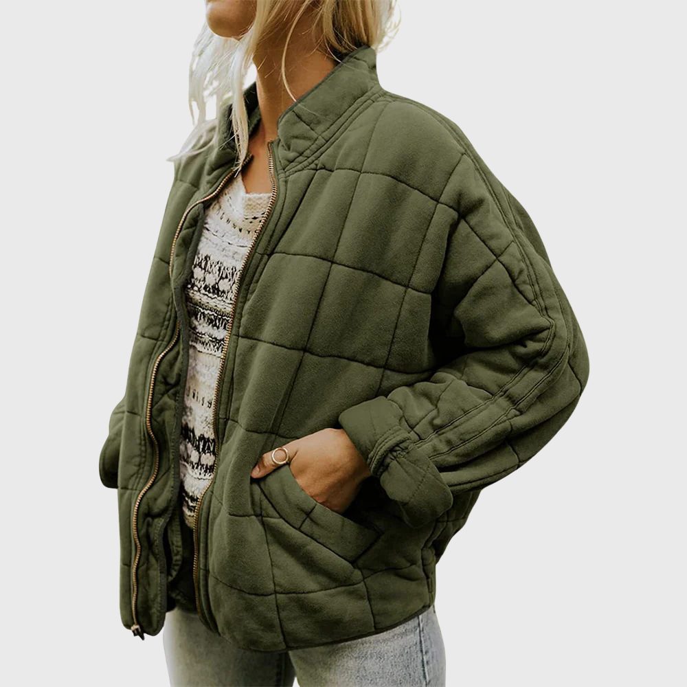 Women's Relaxed Padded Bomber Coat with Quilting