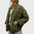 Women's Relaxed Padded Bomber Coat with Quilting