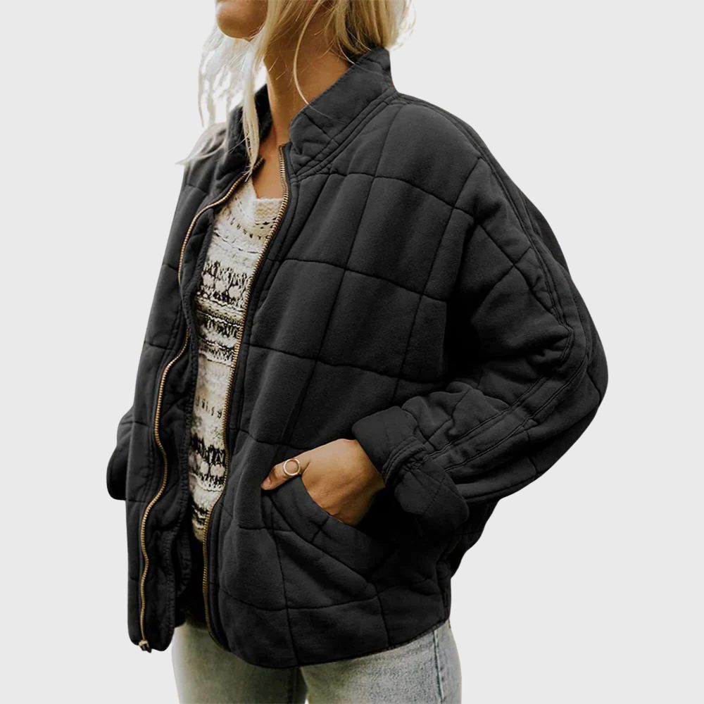 Women's Relaxed Padded Bomber Coat with Quilting