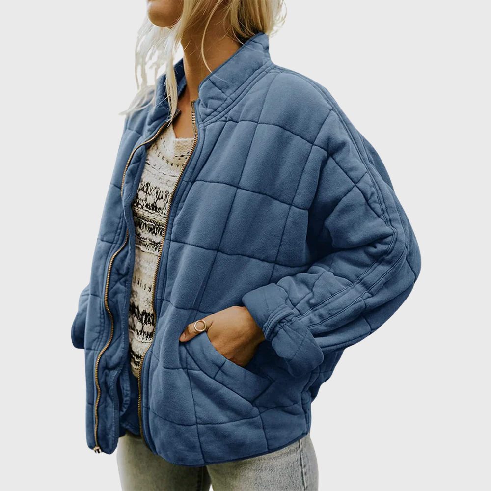 Women's Relaxed Padded Bomber Coat with Quilting