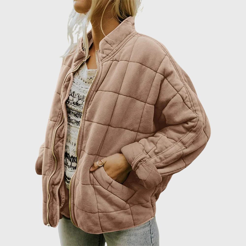 Women's Relaxed Padded Bomber Coat with Quilting