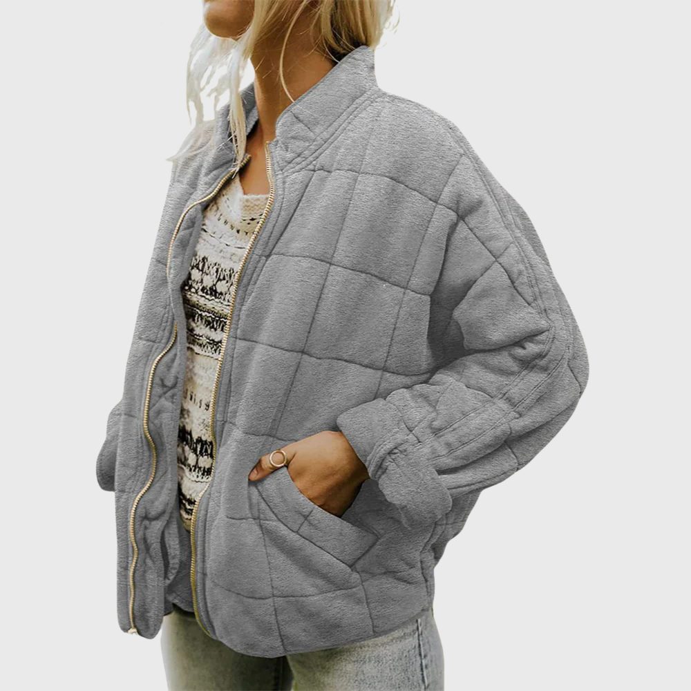 Women's Relaxed Padded Bomber Coat with Quilting