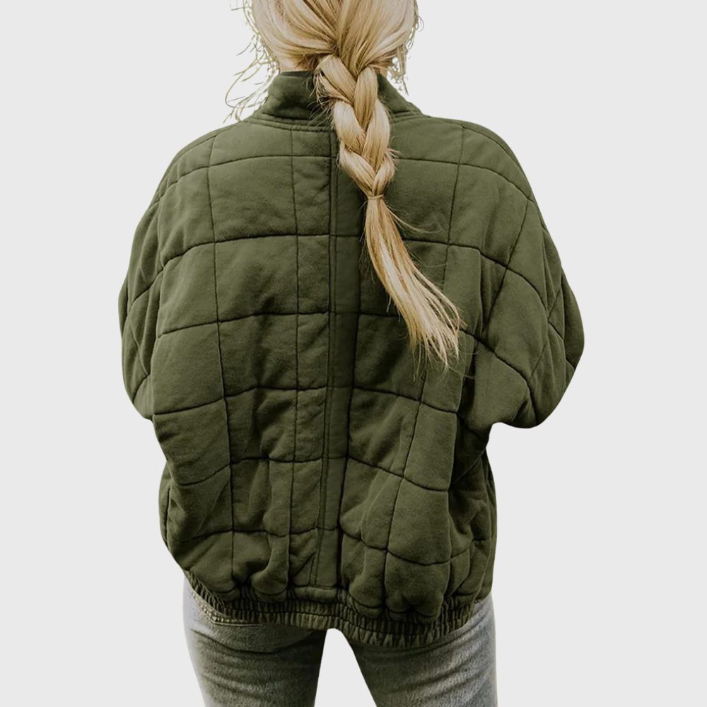 Women's Relaxed Padded Bomber Coat with Quilting