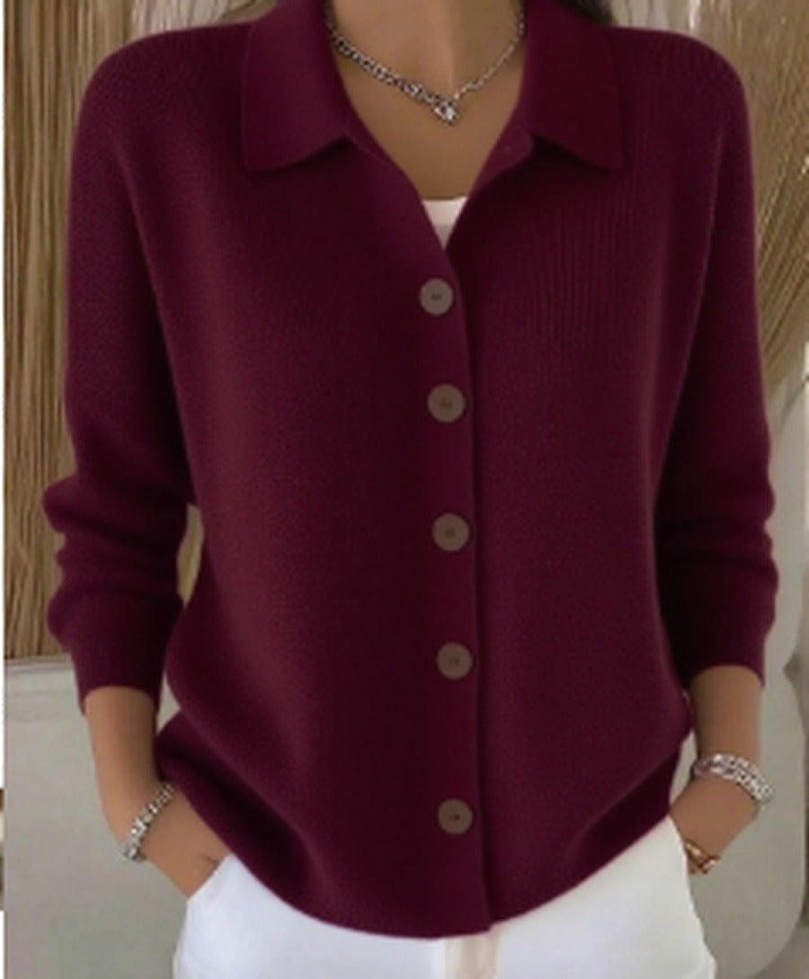 Women's Collared Button-Front Soft Knit Cardigan