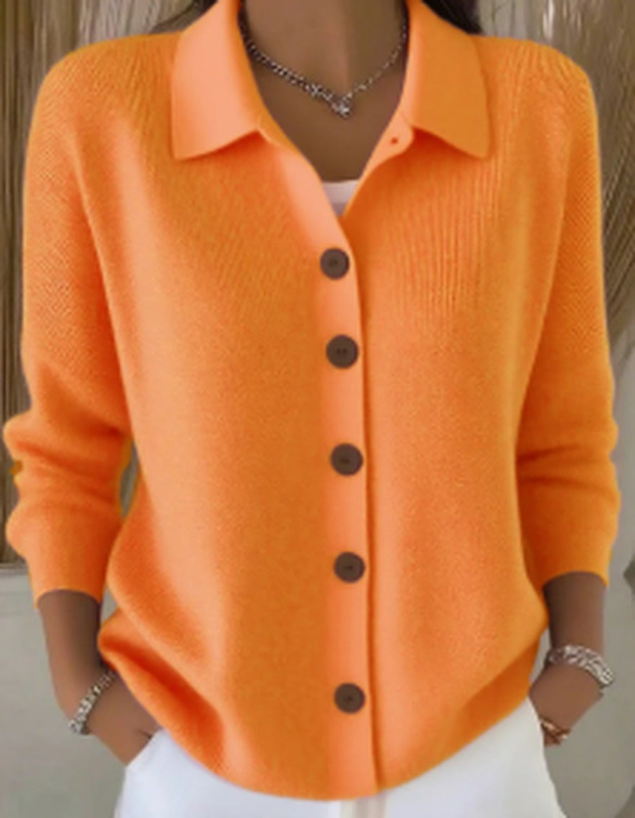 Women's Collared Button-Front Soft Knit Cardigan