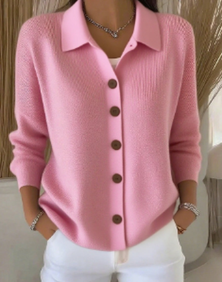 Women's Collared Button-Front Soft Knit Cardigan