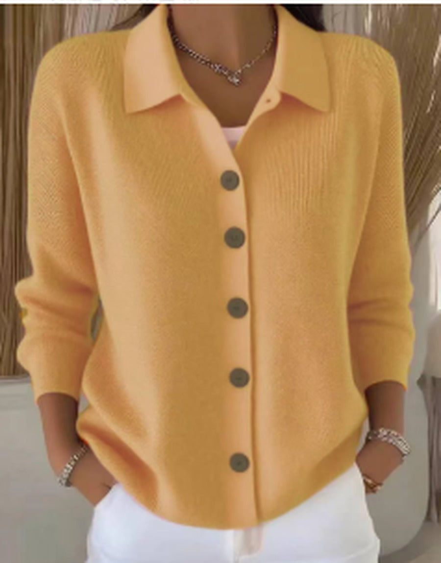 Women's Collared Button-Front Soft Knit Cardigan