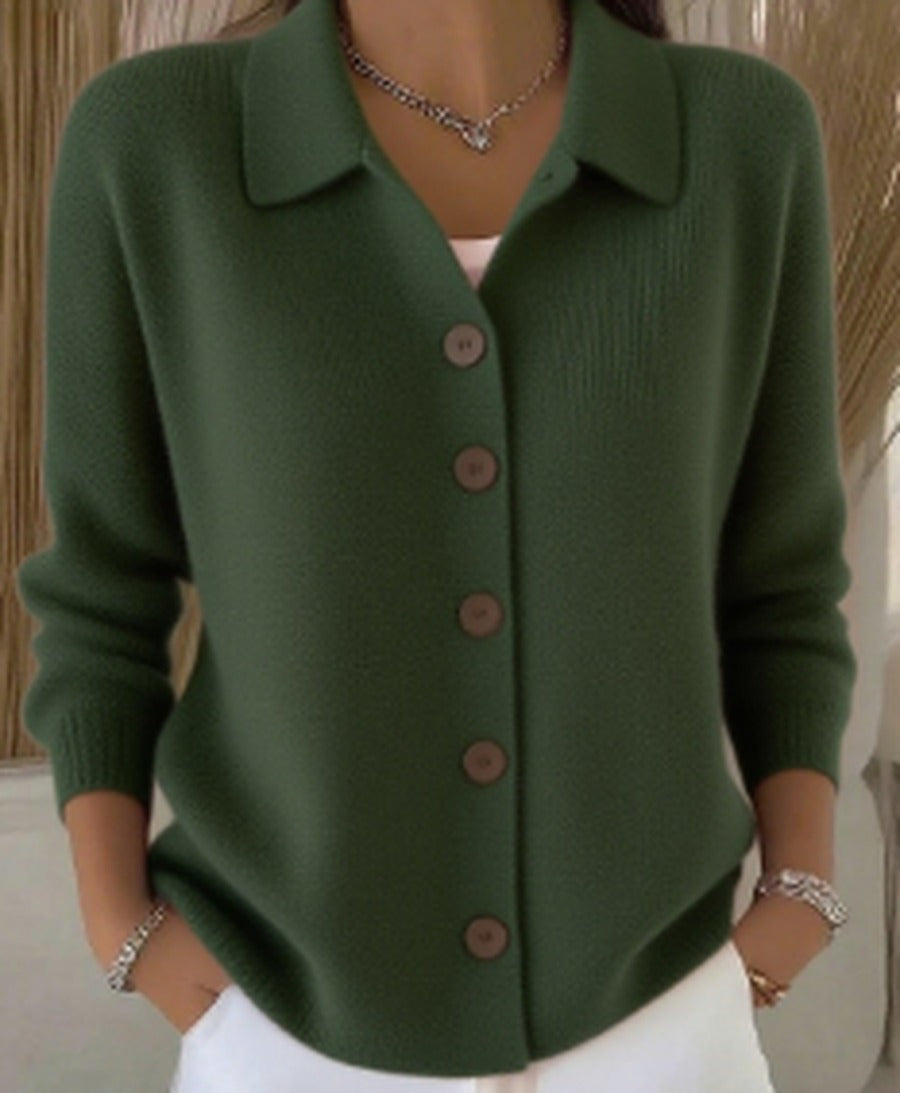 Women's Collared Button-Front Soft Knit Cardigan