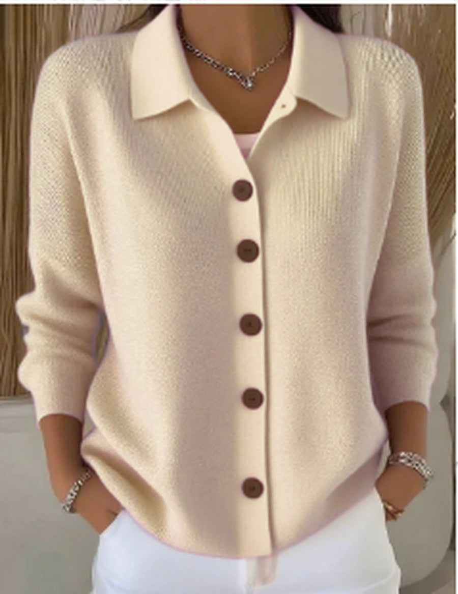 Women's Collared Button-Front Soft Knit Cardigan