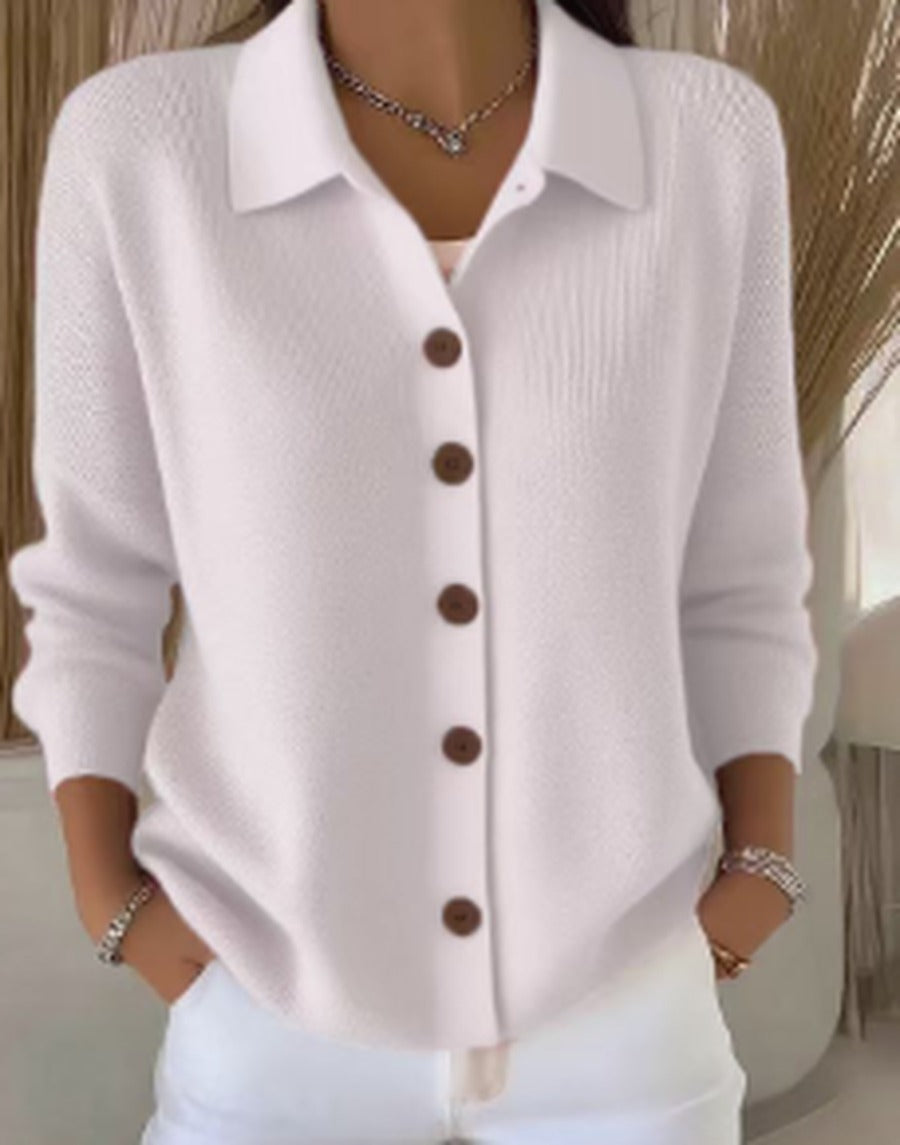 Women's Collared Button-Front Soft Knit Cardigan