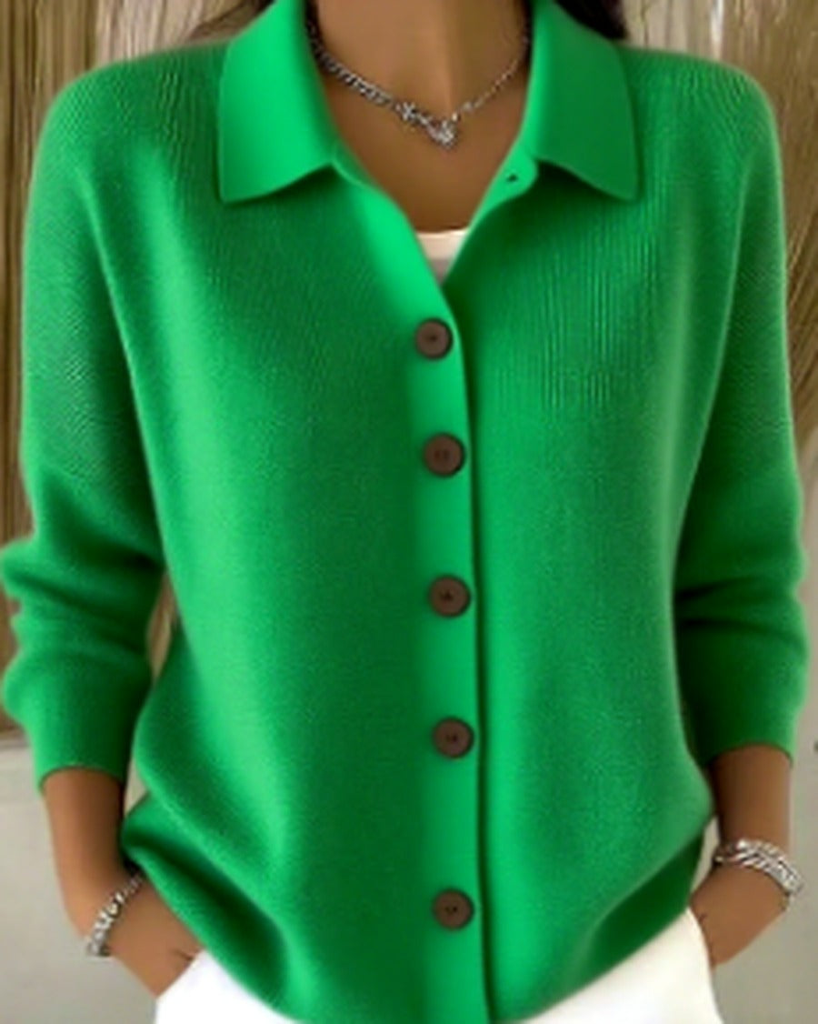 Women's Collared Button-Front Soft Knit Cardigan