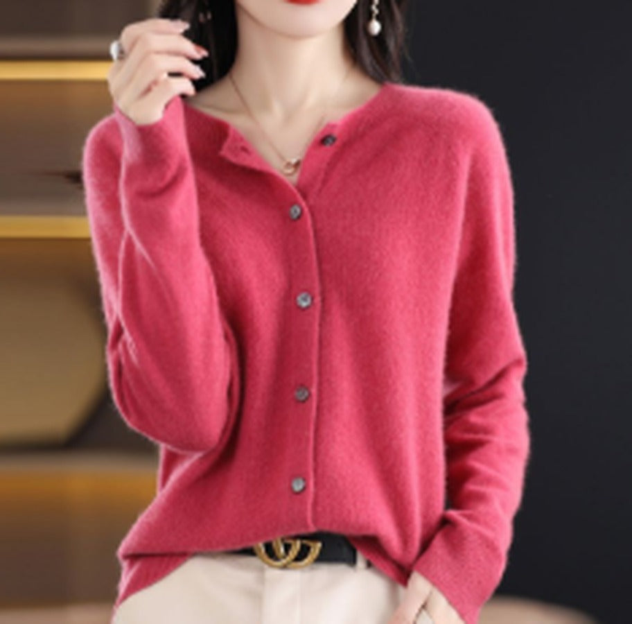 Women's Relaxed Cardigan with Neat Button Front